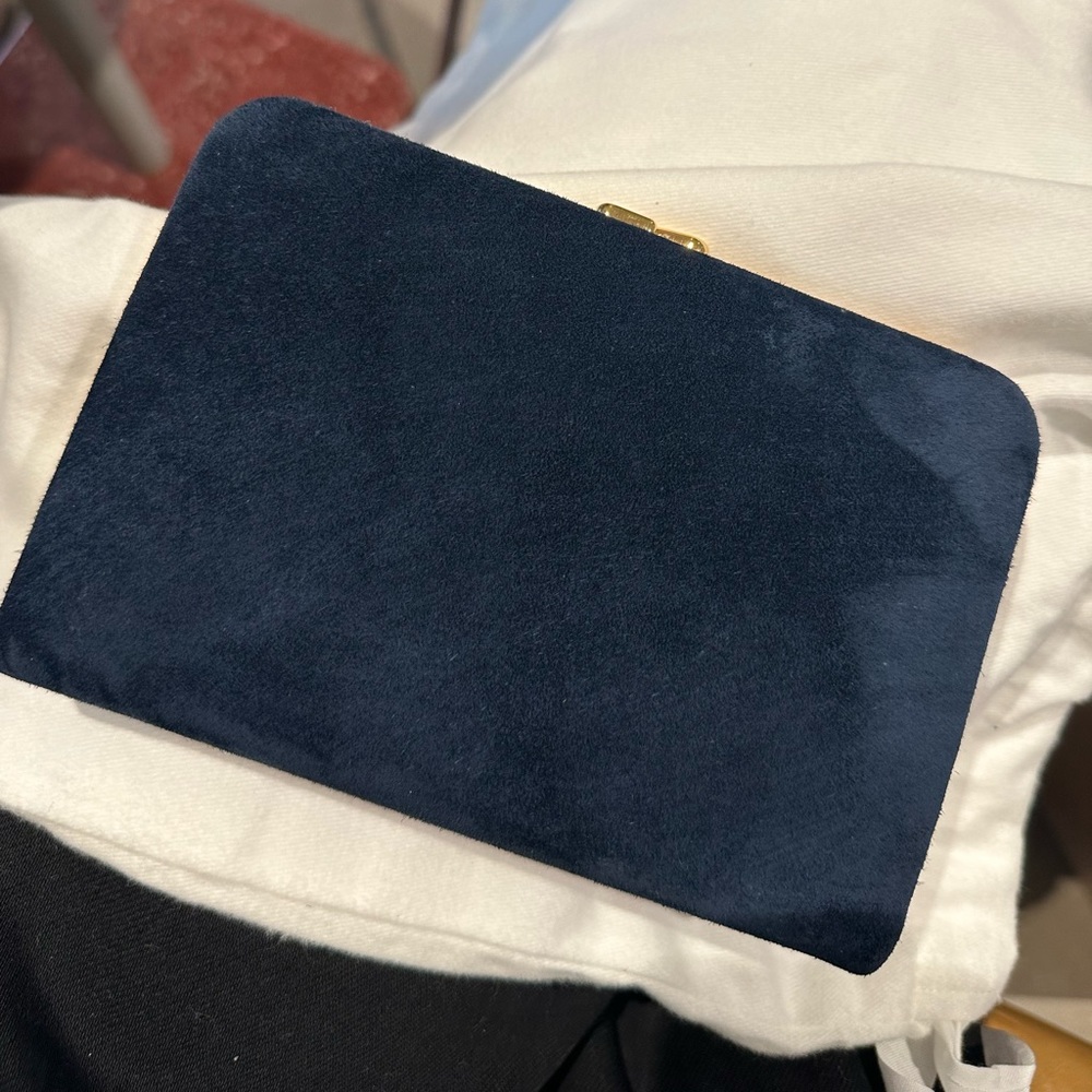 NWT The row navy suede evening bag